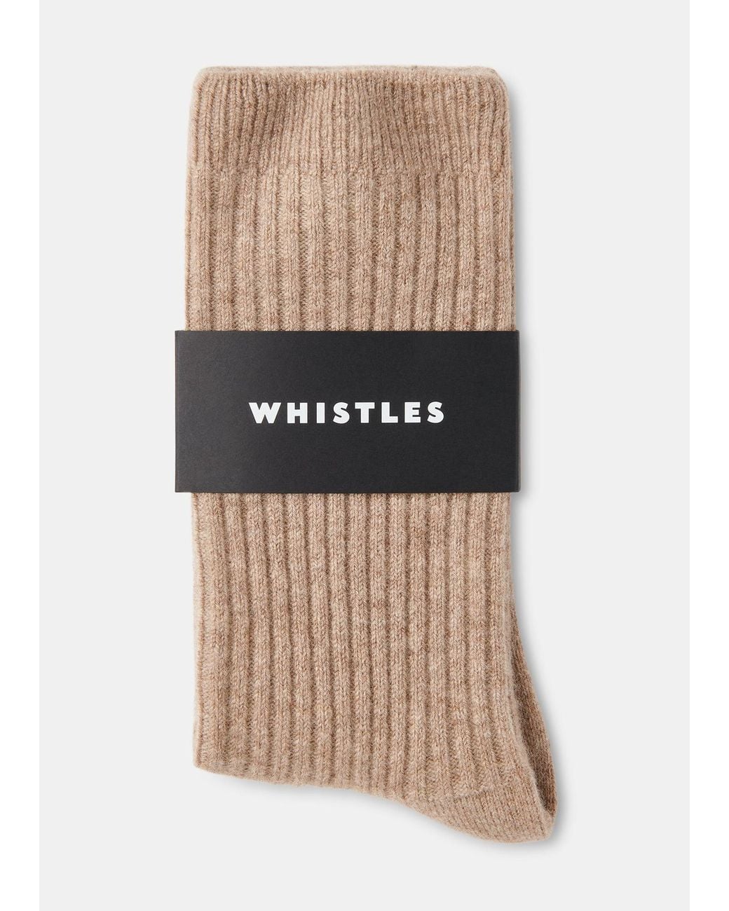Whistles Natural Cashmere Ribbed Socks