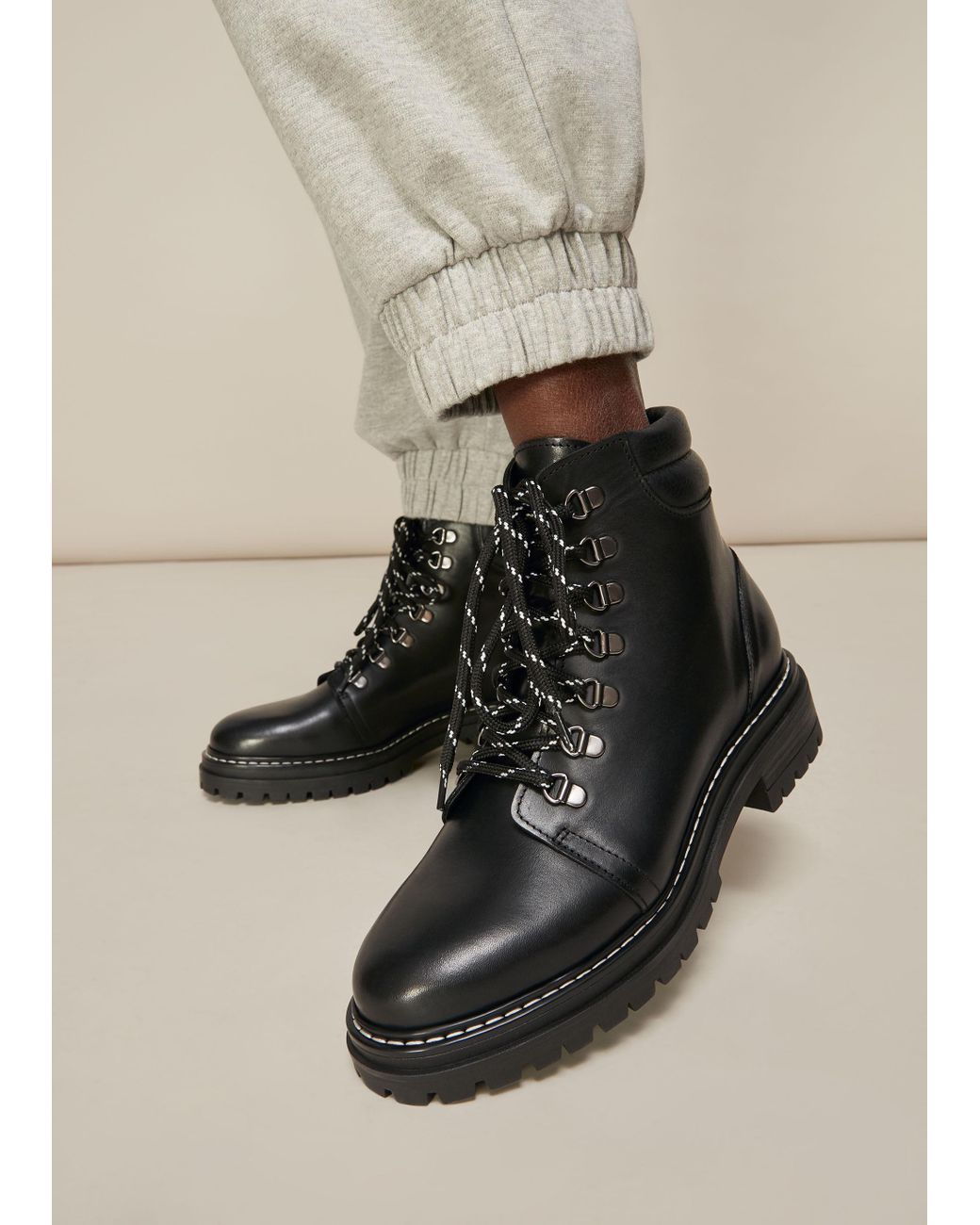 Whistles Amber Leather Lace Up Ankle 