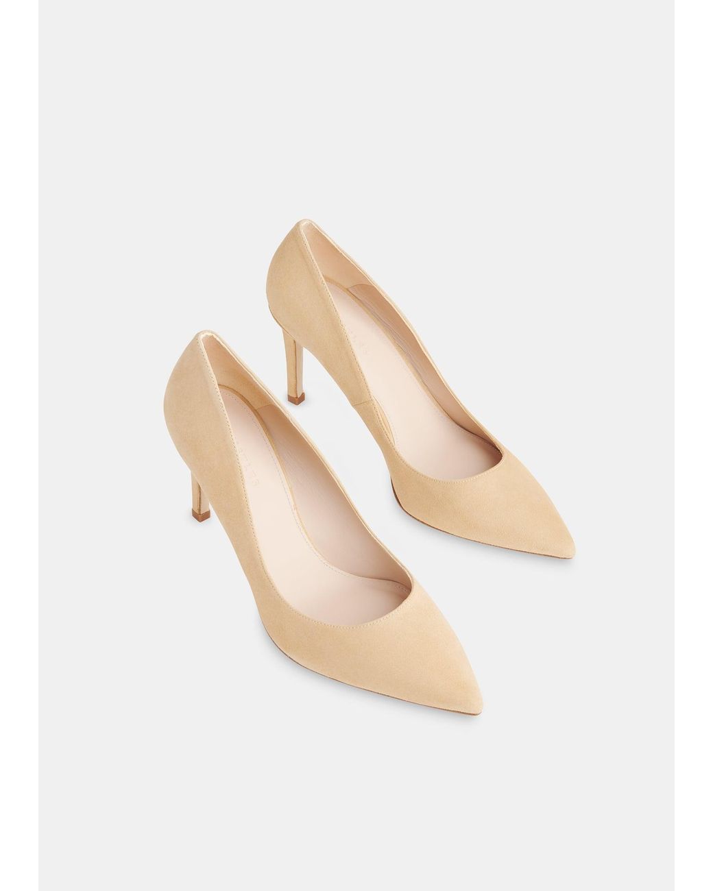 Whistles White Corie Suede Heeled Pump