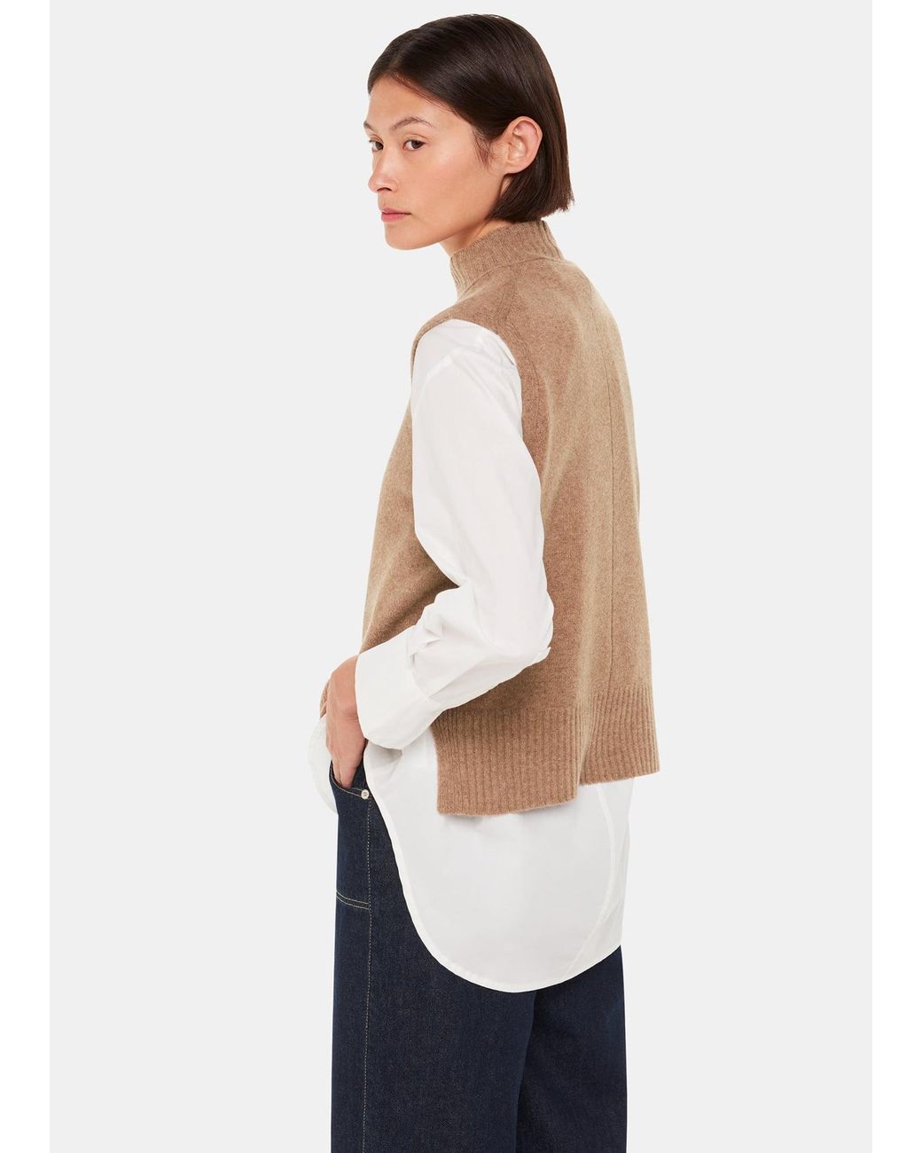 Whistles White Funnel Neck Tank
