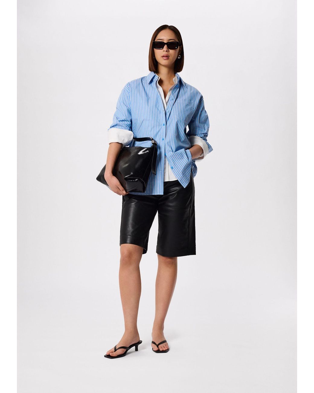 Whistles Blue Oversized Fit Stripe Shirt