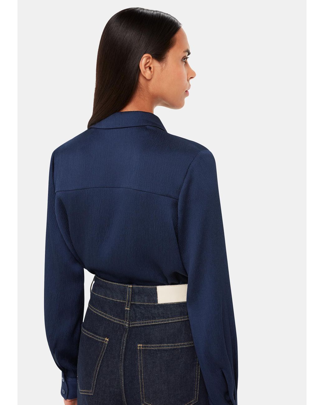 Whistles Blue Molly Satin Shirt