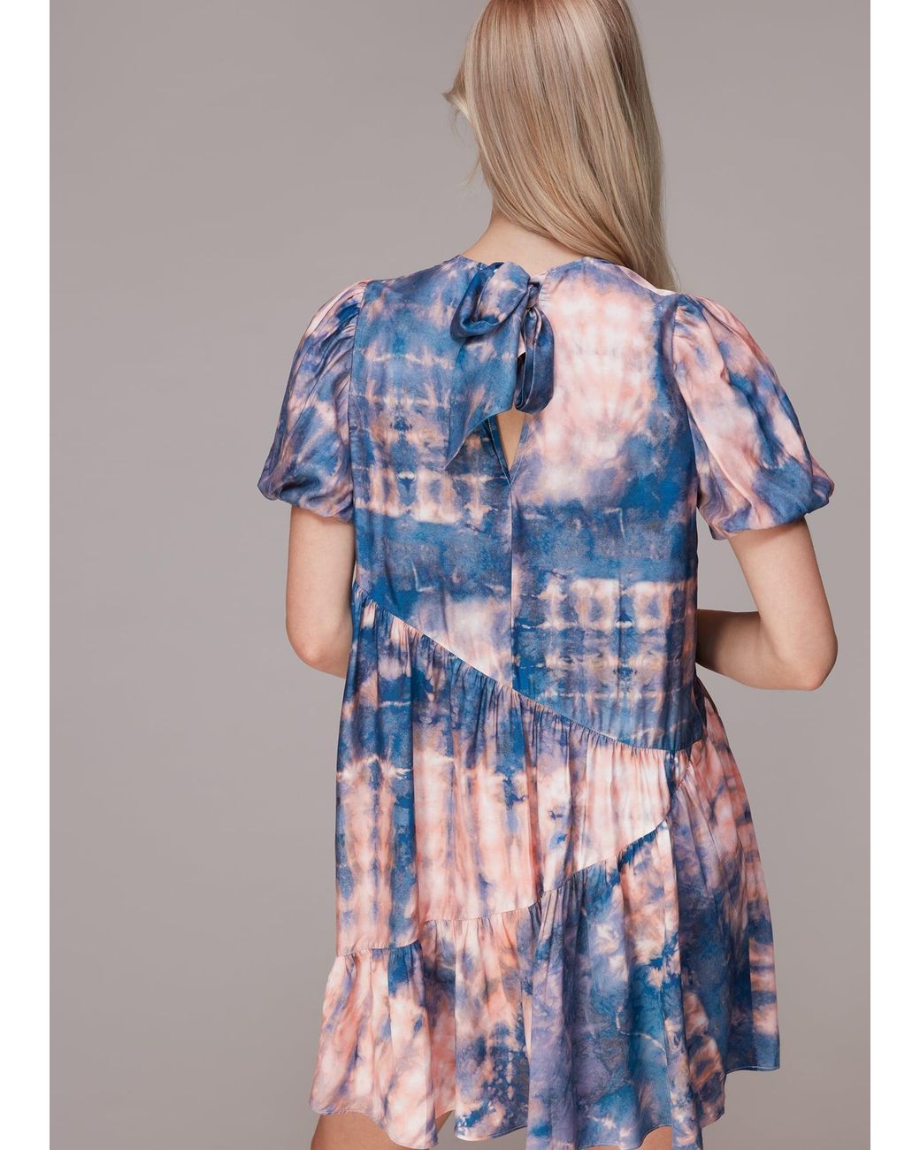 Whistles Blue Mirrored Tie Dye Trapeze Dress
