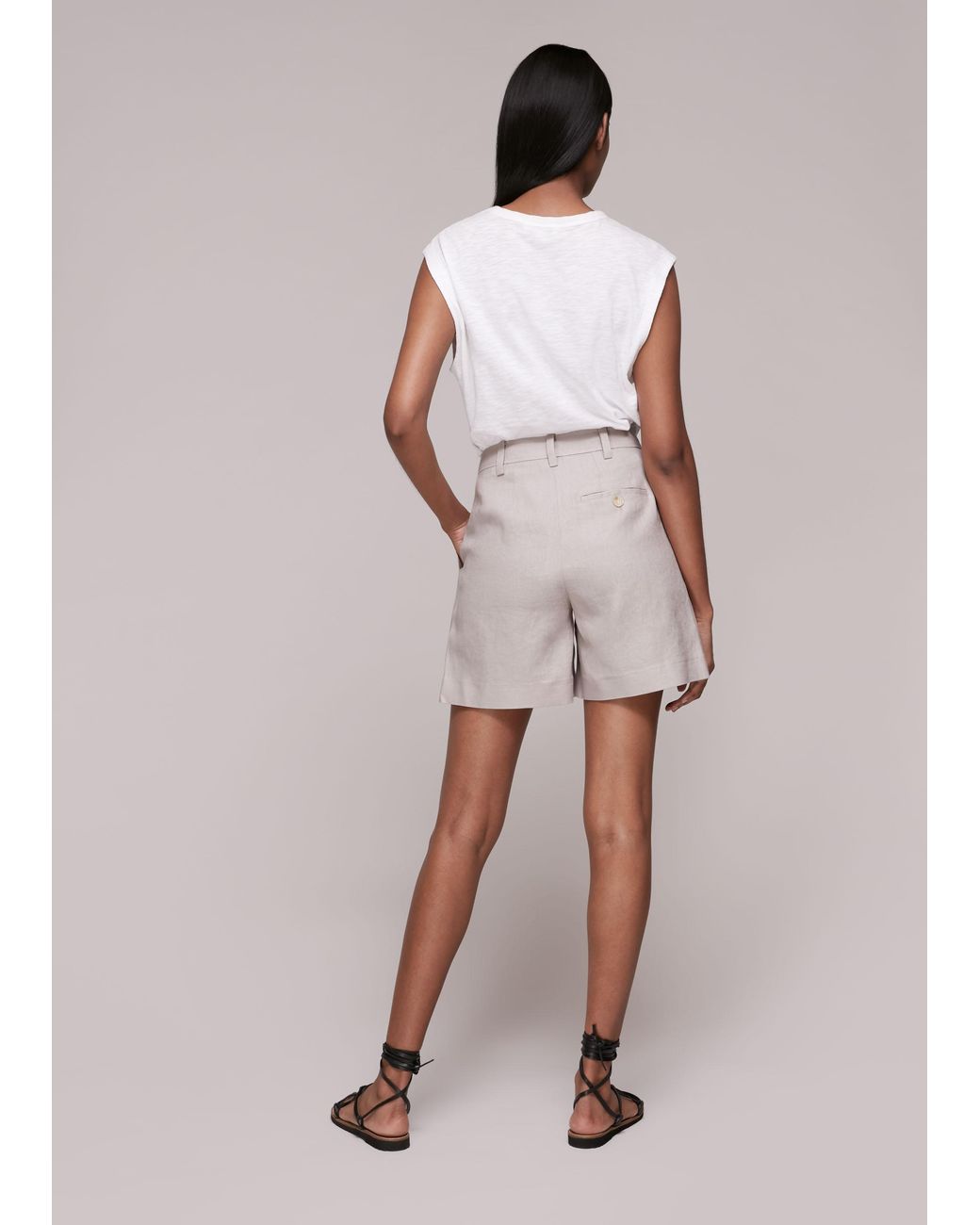 Whistles Gray Farah Linen Short
