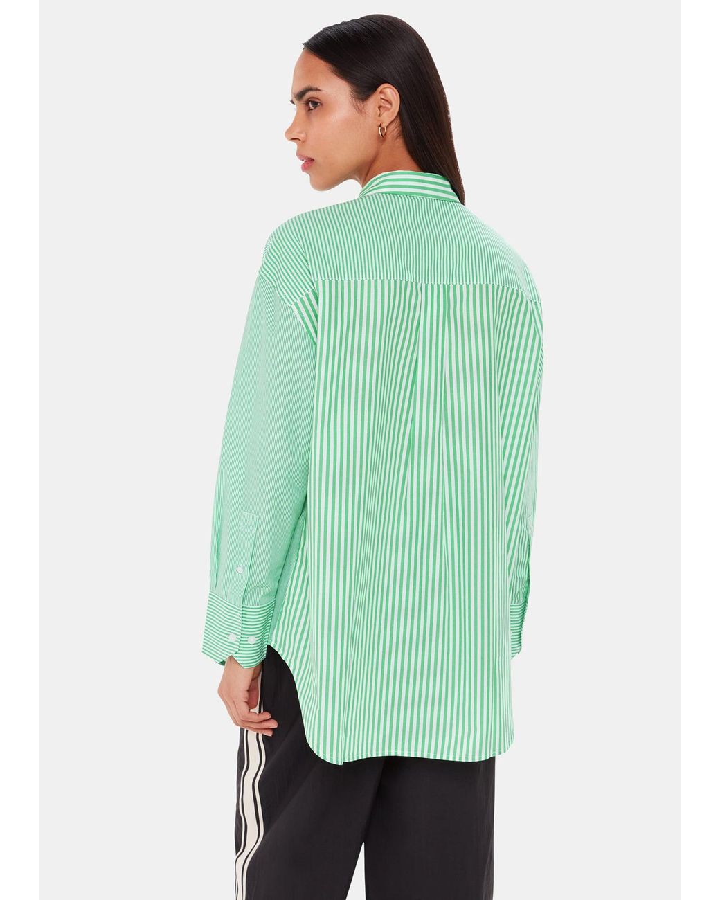 Whistles Green Millie Stripe Oversized Shirt