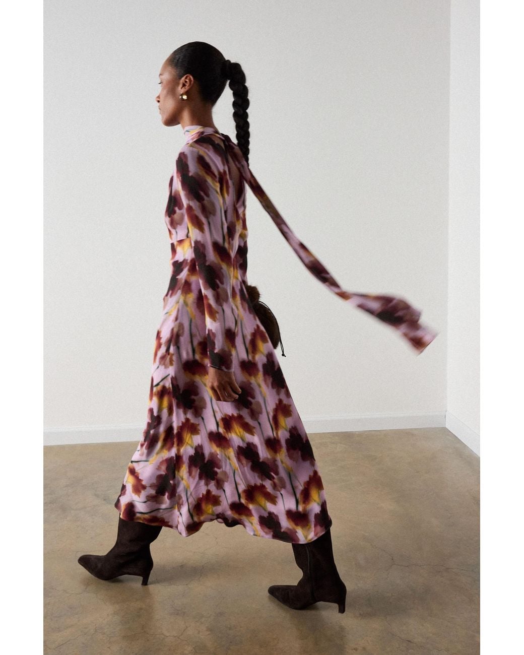 Whistles Multicolor Floral Stem Midi Scarf Dress