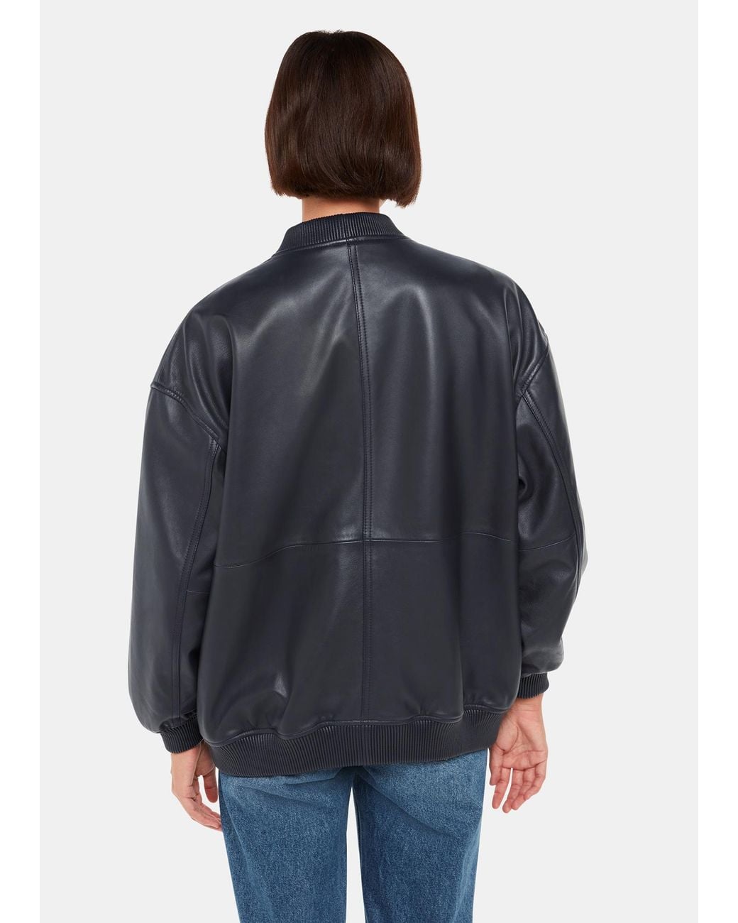 Whistles Gray Erin Leather Bomber