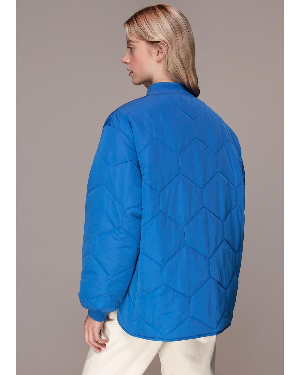 Whistles Blue Ida Short Quilted Coat