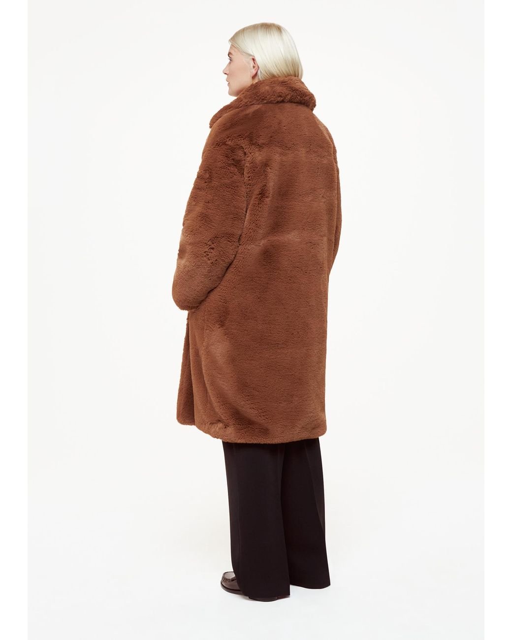 Whistles Brown Petite Teddy Faux Fur Coat