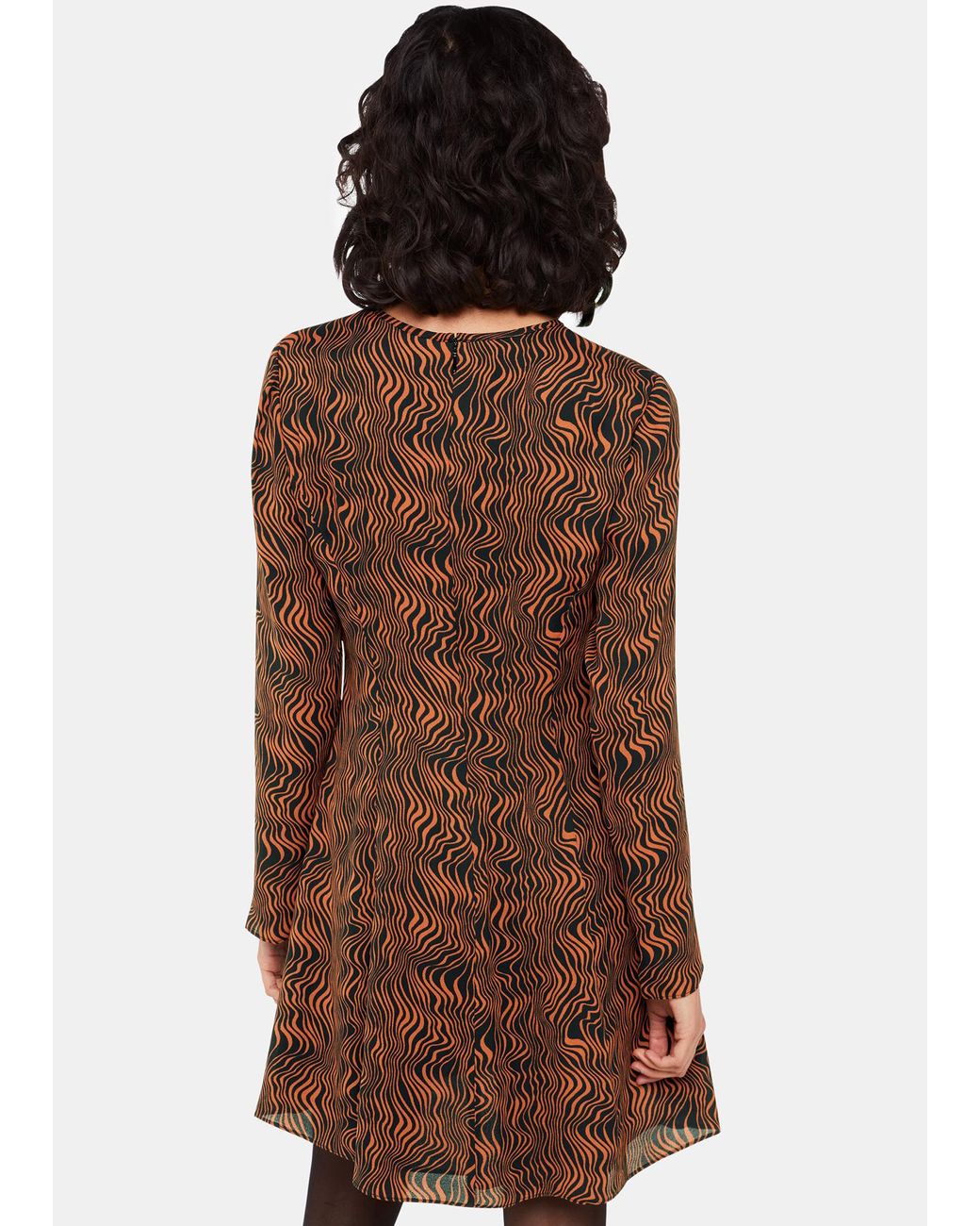 Whistles Brown Optical Wiggle Mini Dress