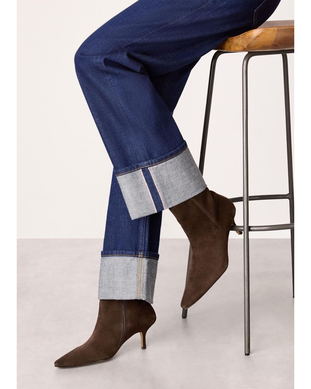 Whistles Brown Suede Pointed Kitten Heel Boot