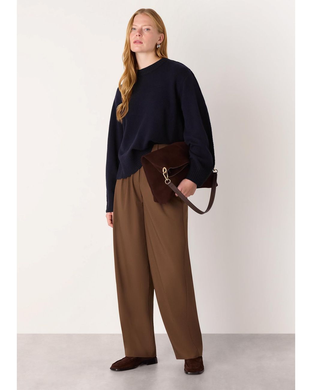 Whistles Blue Side Stripe Detail Wool Knit