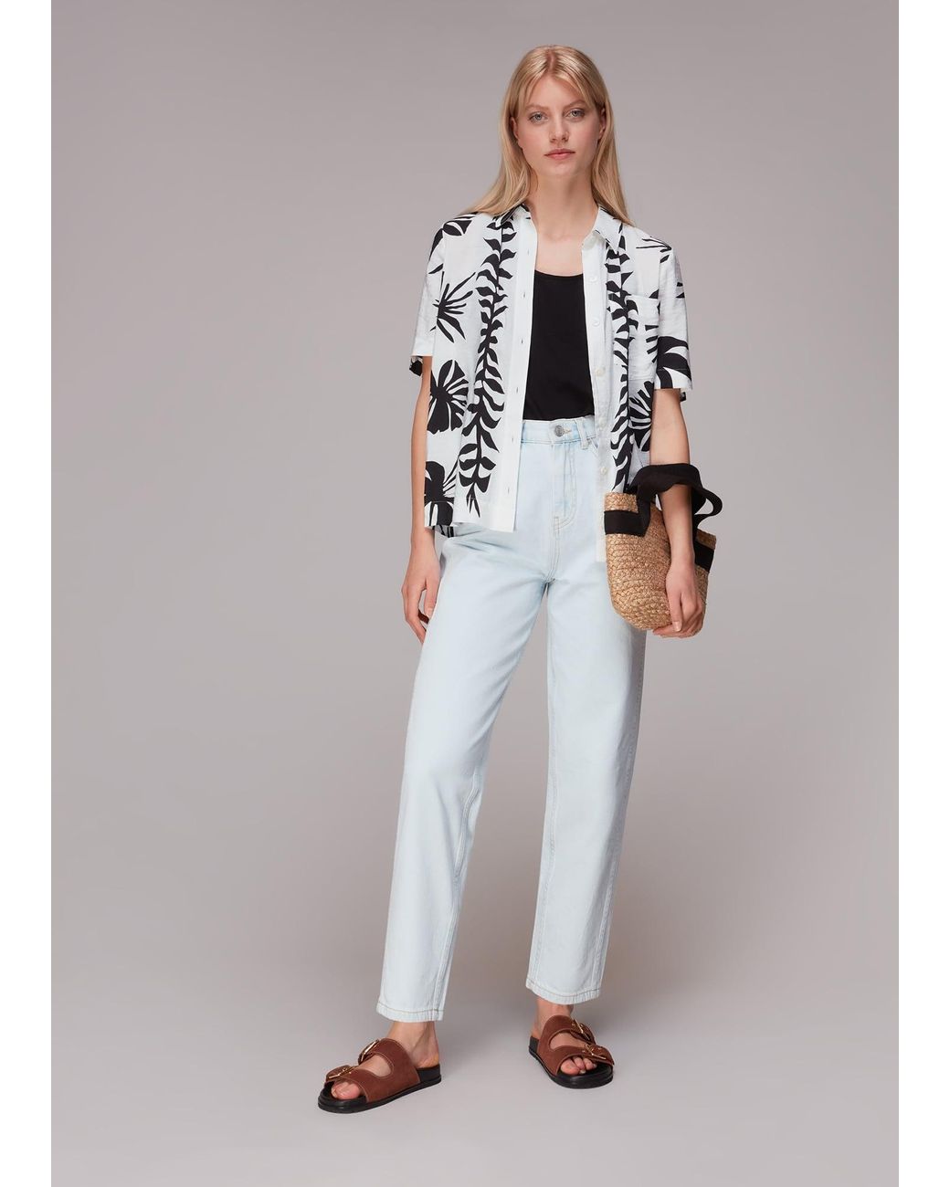 Whistles Gray Collaged Star Bowling Shirt