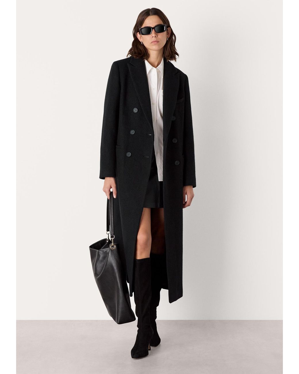 Whistles Black Lori Longline Coat