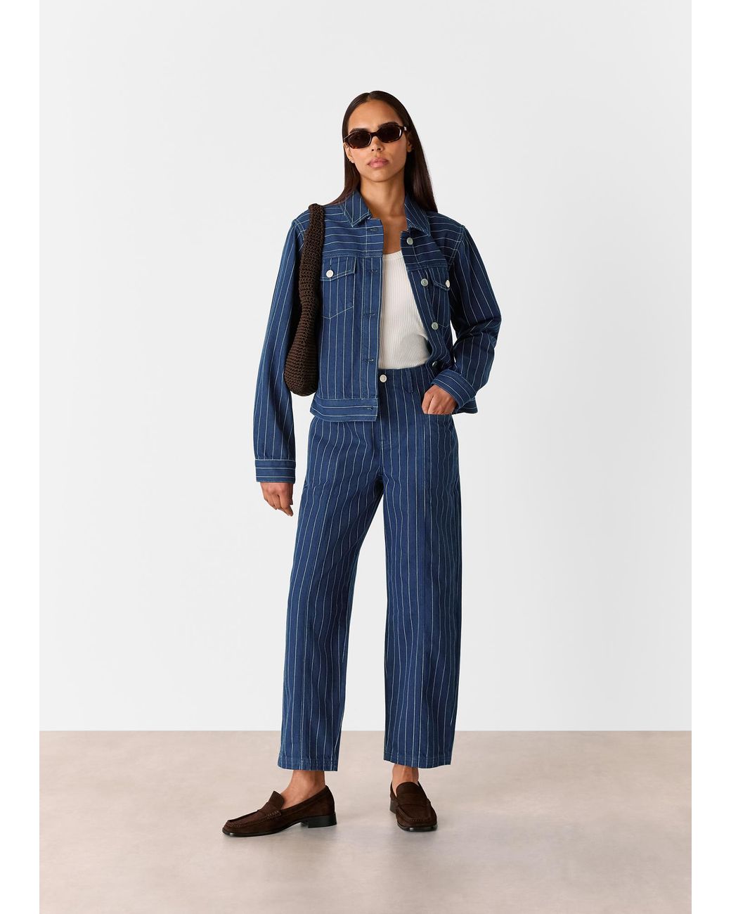 Whistles Blue Pinstripe Denim Jacket