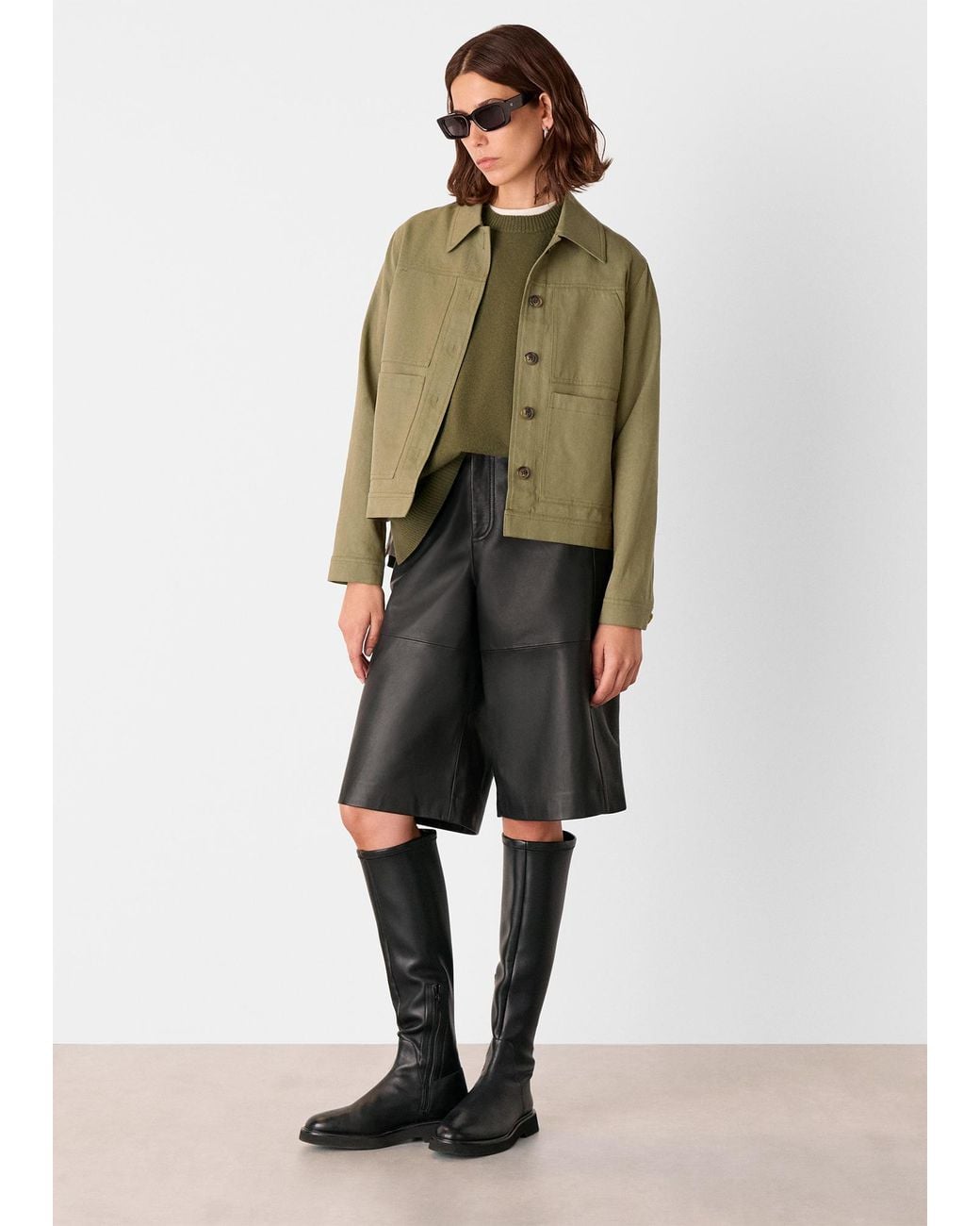 Whistles Green Mia Pocket Detail Jacket