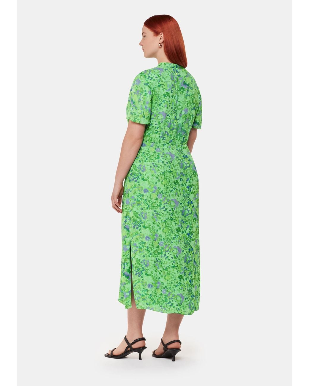 Whistles Green Lucid Floral Bonnie Dress