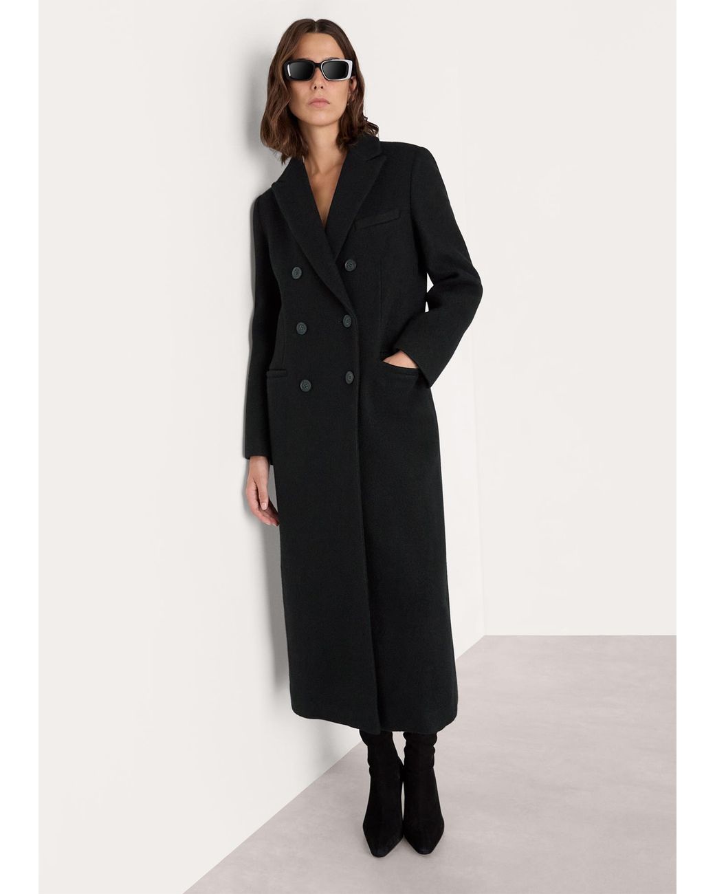 Whistles Black Lori Longline Coat