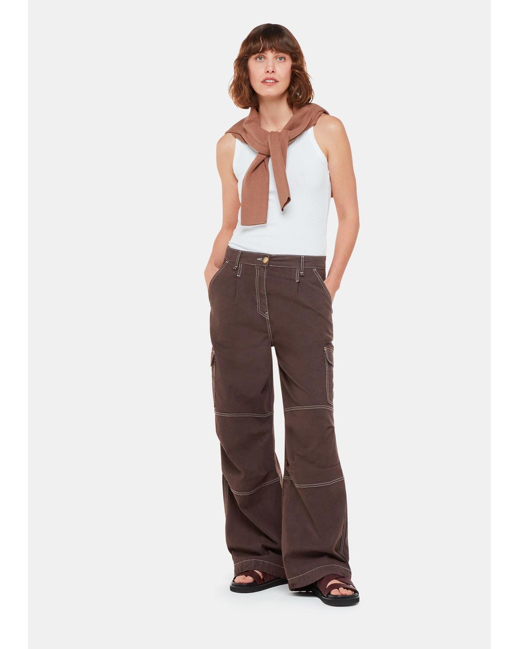 Whistles White Lorna Cargo Trousers