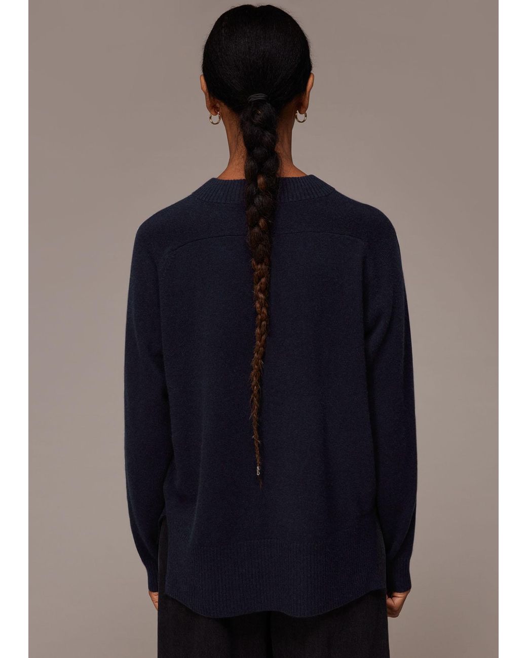 Whistles Blue Cashmere Crew Neck Jumper