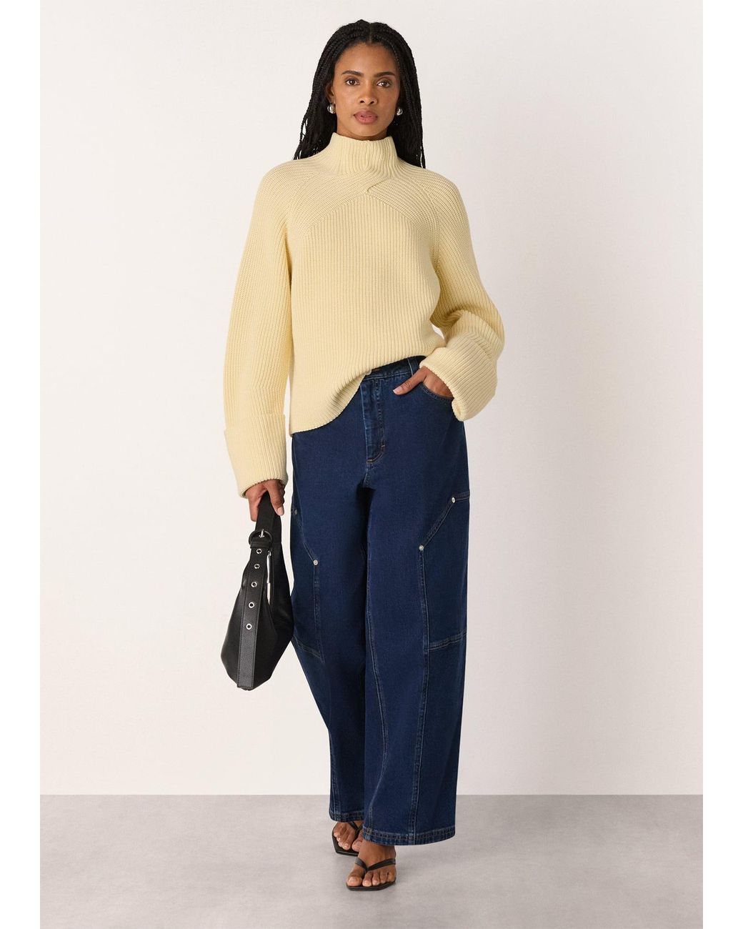 Whistles Natural Rib Cable High Neck Jumper