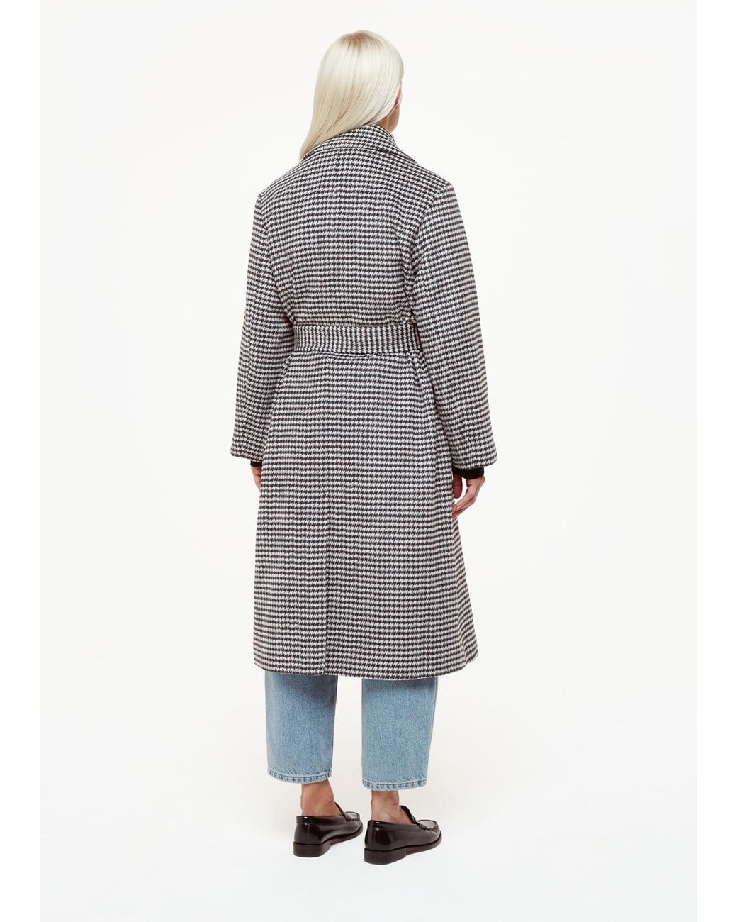 Whistles Blue Petite Celia Houndstooth Wrap Coat