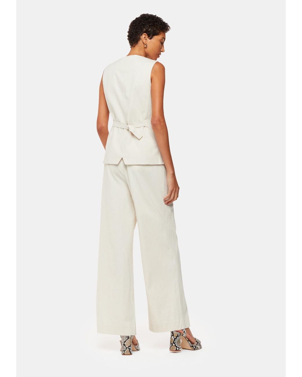 Whistles White Lindsey Linen Blend Trouser