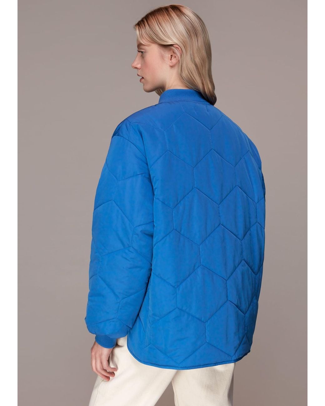 Whistles Blue Ida Quilted Coat