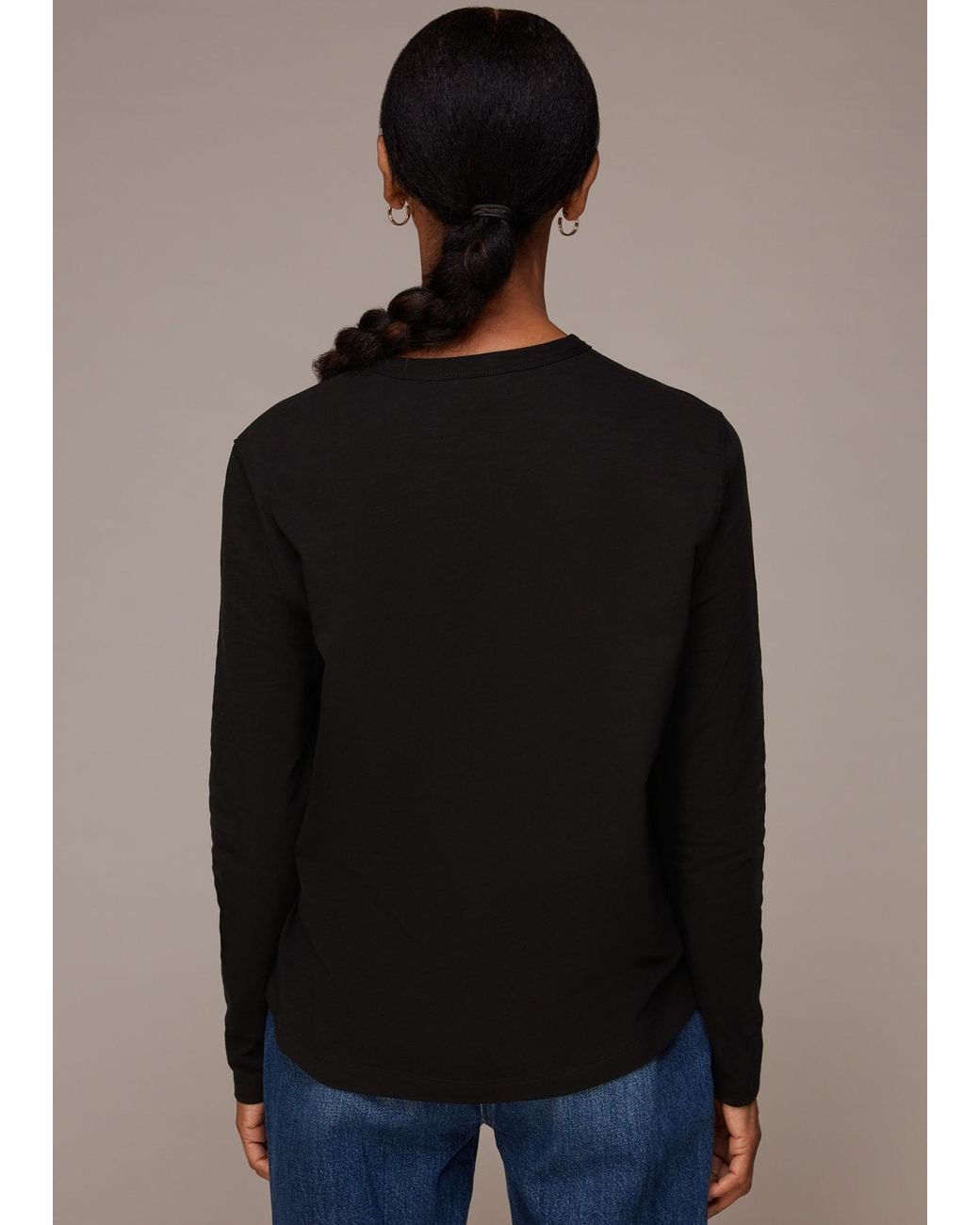 Whistles Black Organic Long Sleeve Emily Top