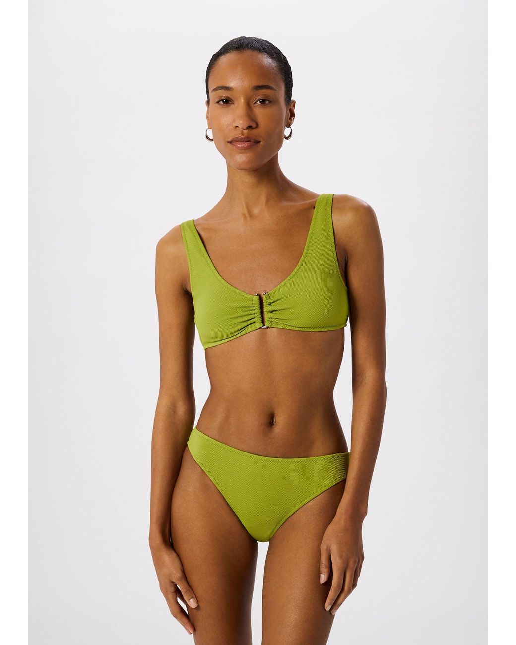 Whistles Green Textured Bikini Bottom