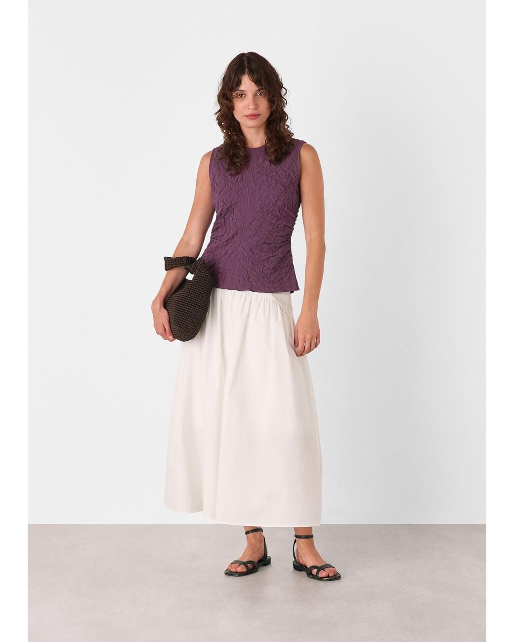 Whistles Purple Cotton Textured Tank