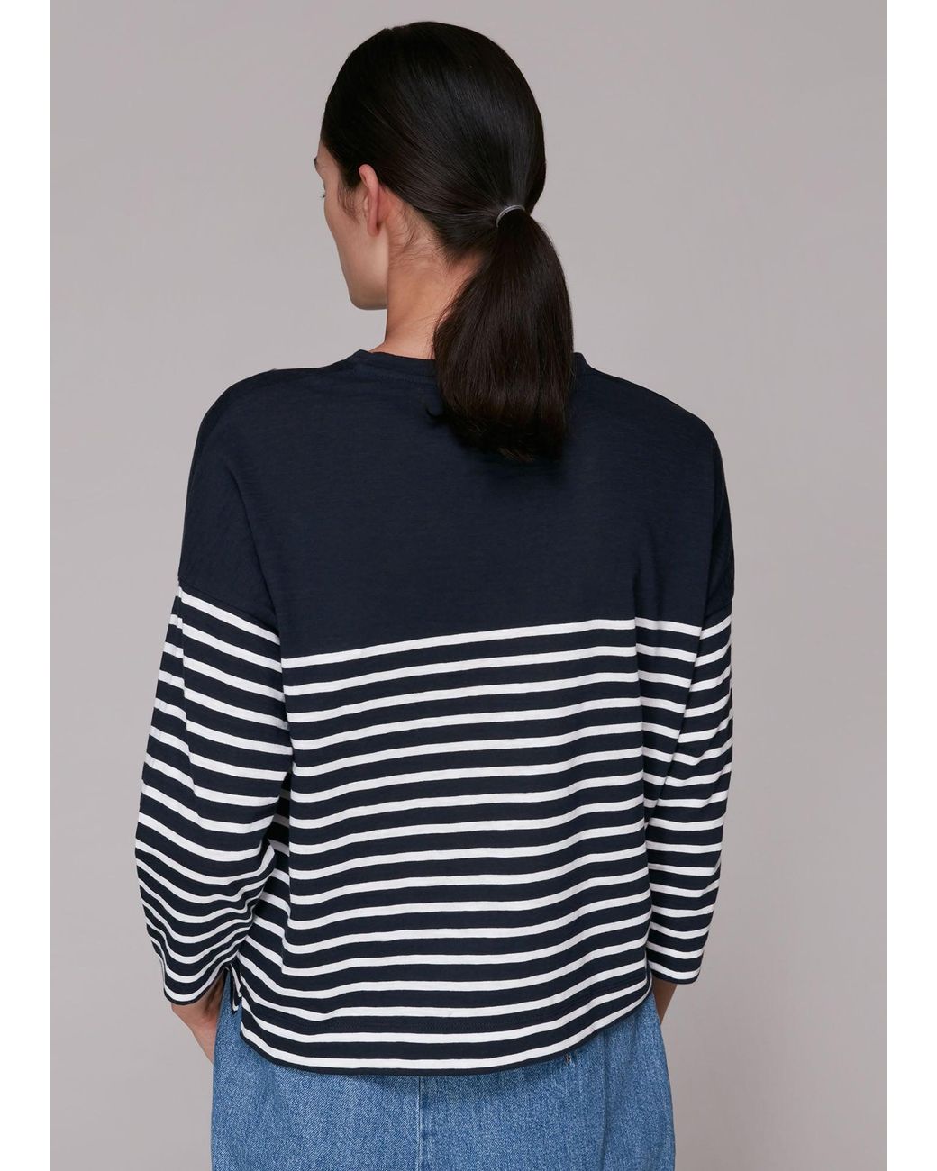 Whistles Blue Breton Cotton Pocket Top