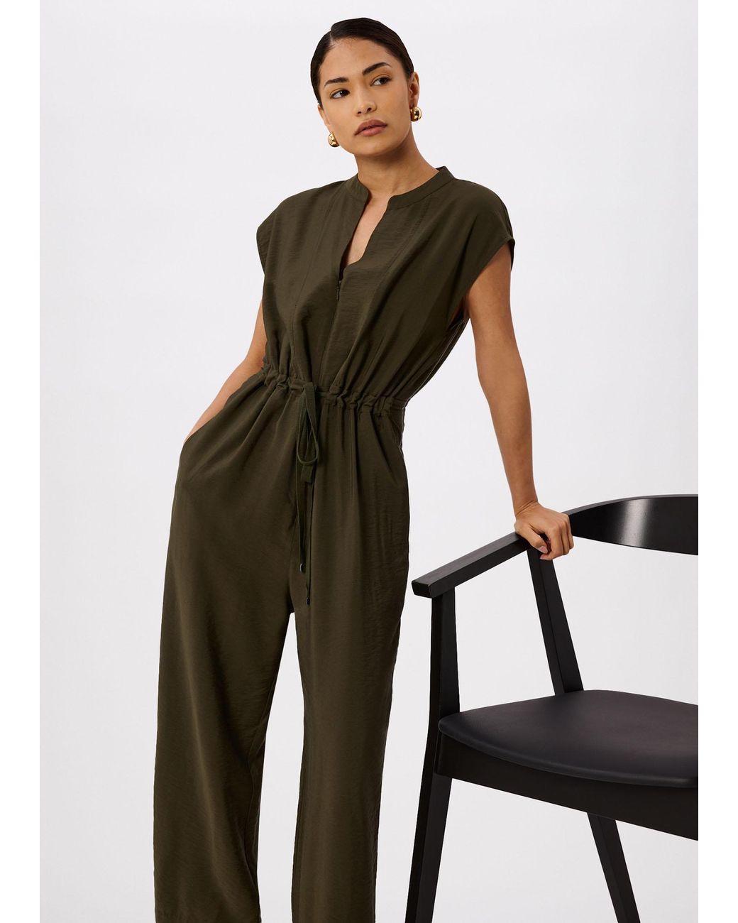 Whistles White Petite Sleeveless Drawstring Jumpsuit
