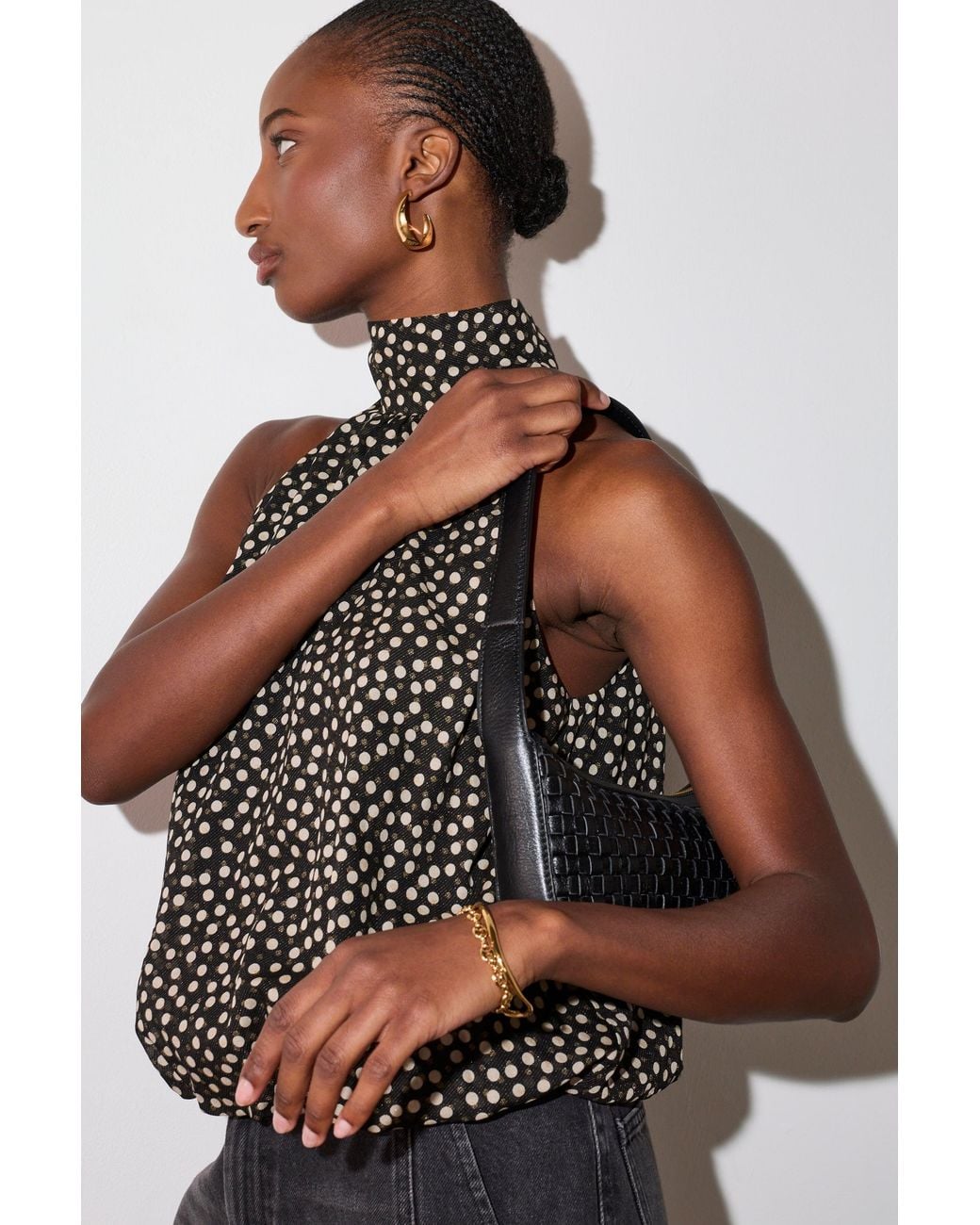 Whistles Multicolor Spot Bubble Hem Halter Top