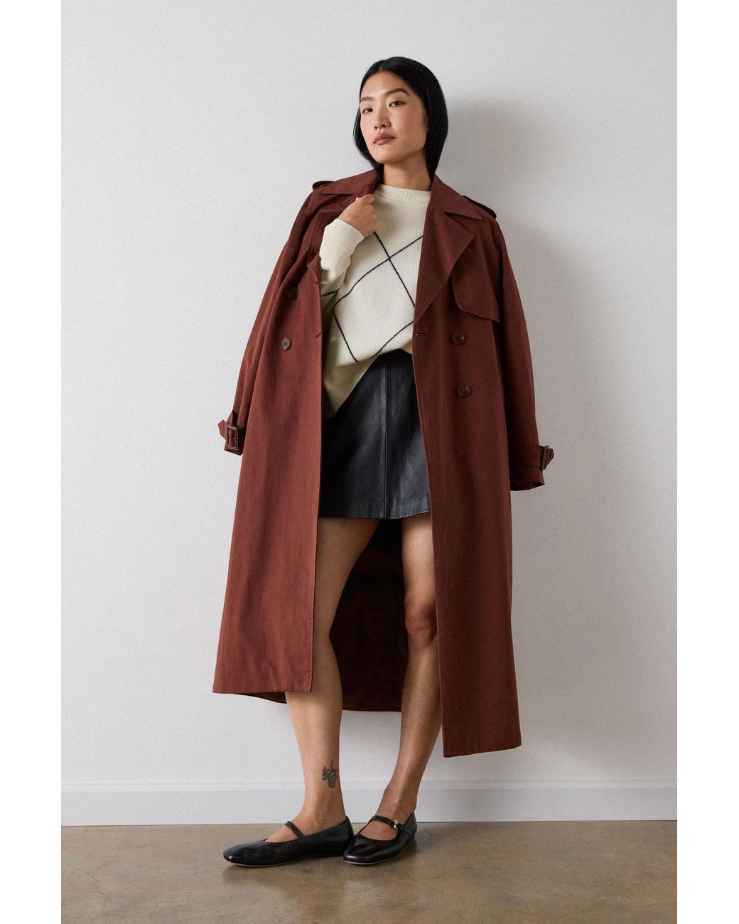 Whistles Black Leather A Line Skirt