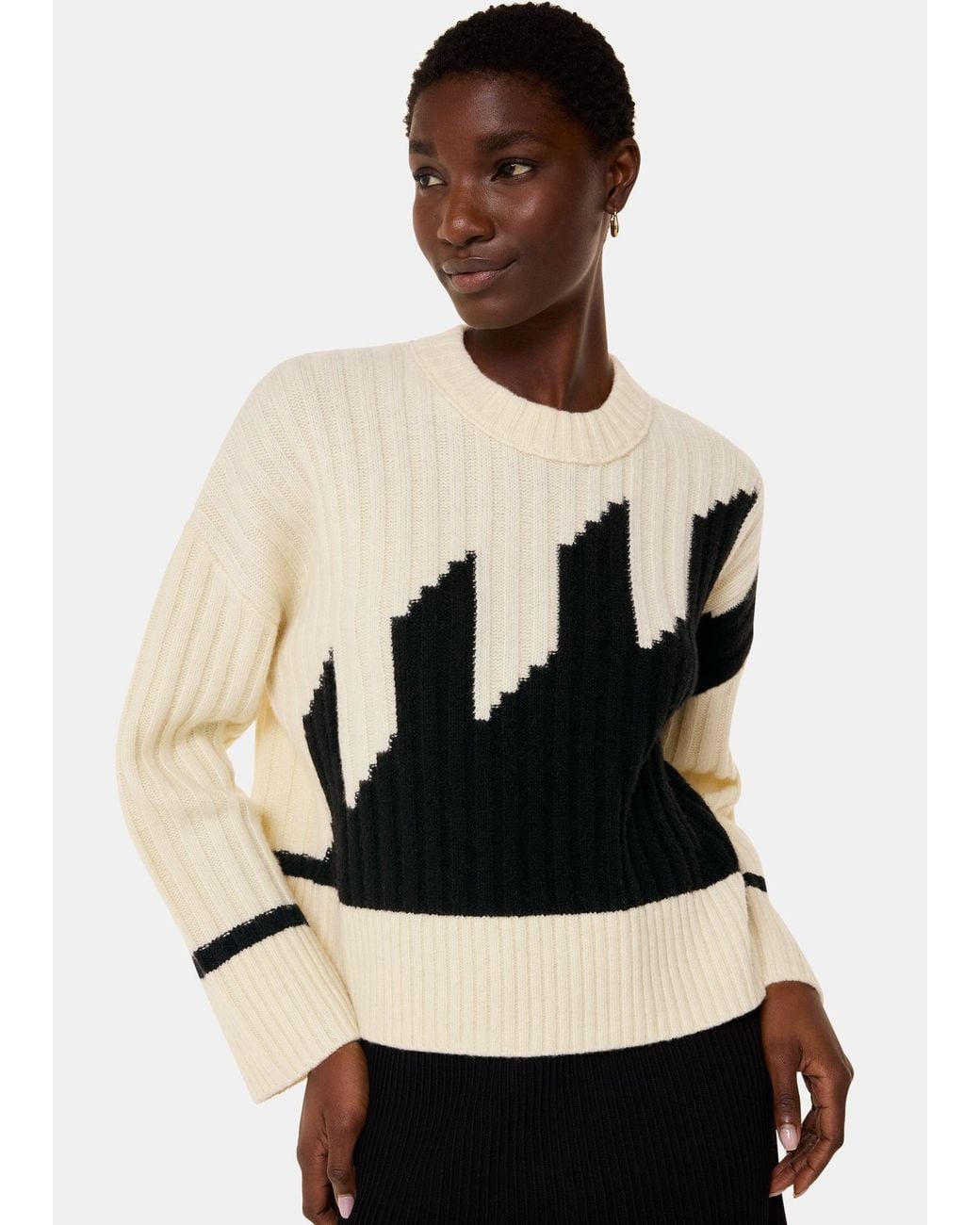 Whistles Black Graphic Intarsia Wool Knit