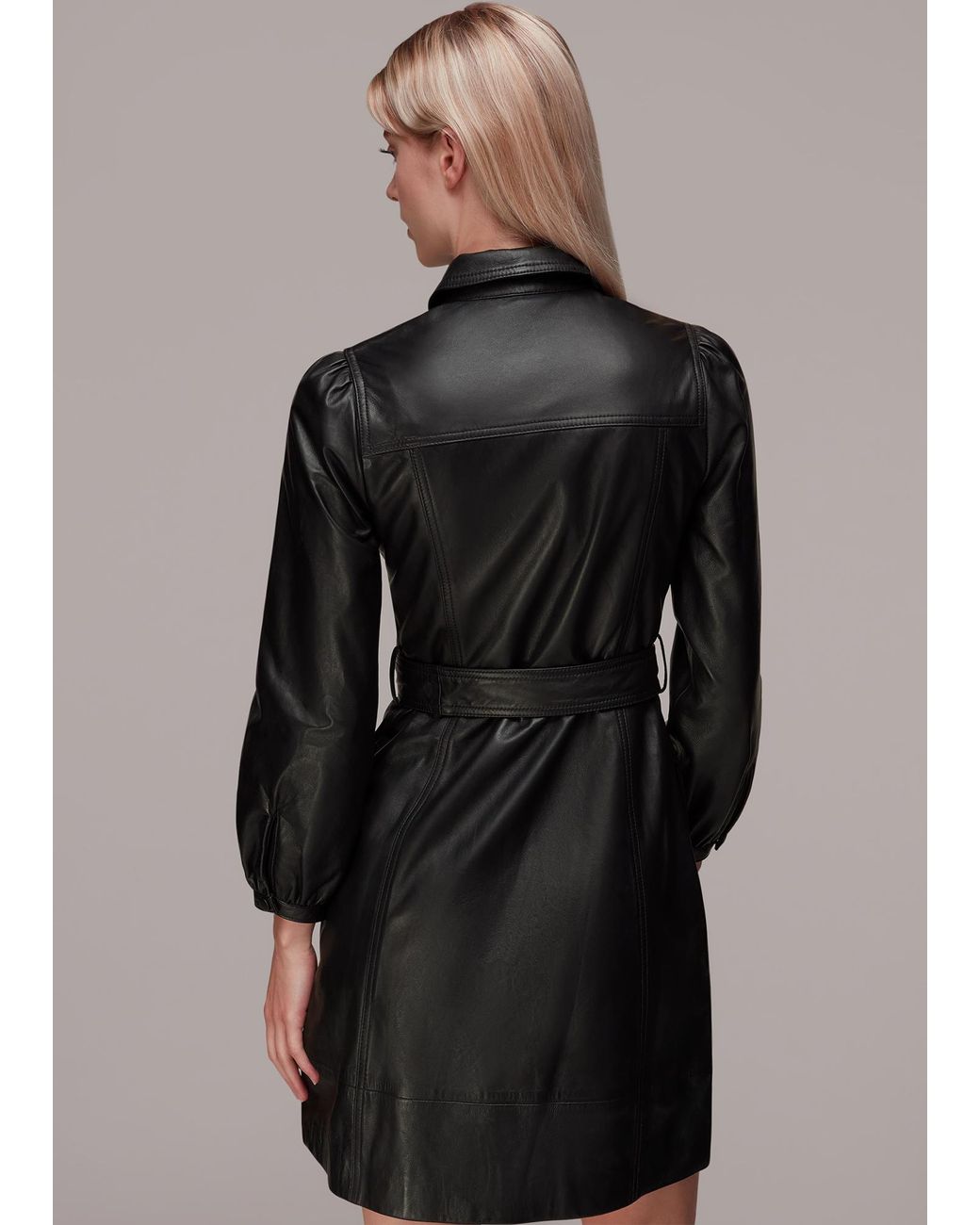 Whistles Black Phoebe Short Leather Dress