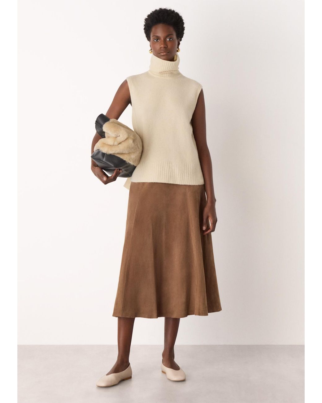 Whistles Natural Roll Neck Detail Tank