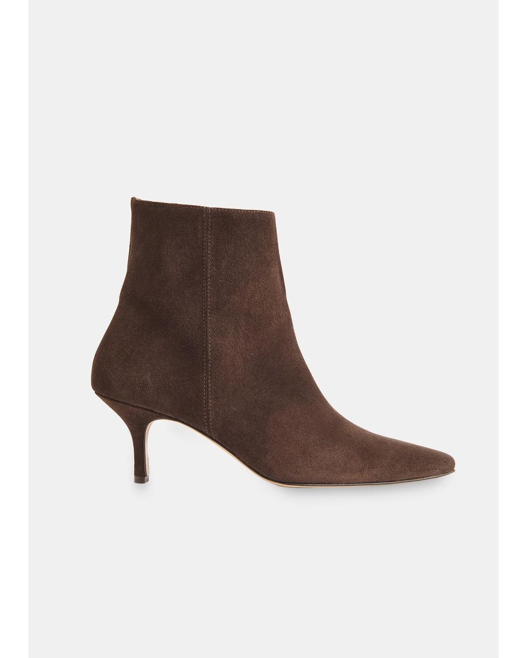 Whistles Brown Suede Pointed Kitten Heel Boot