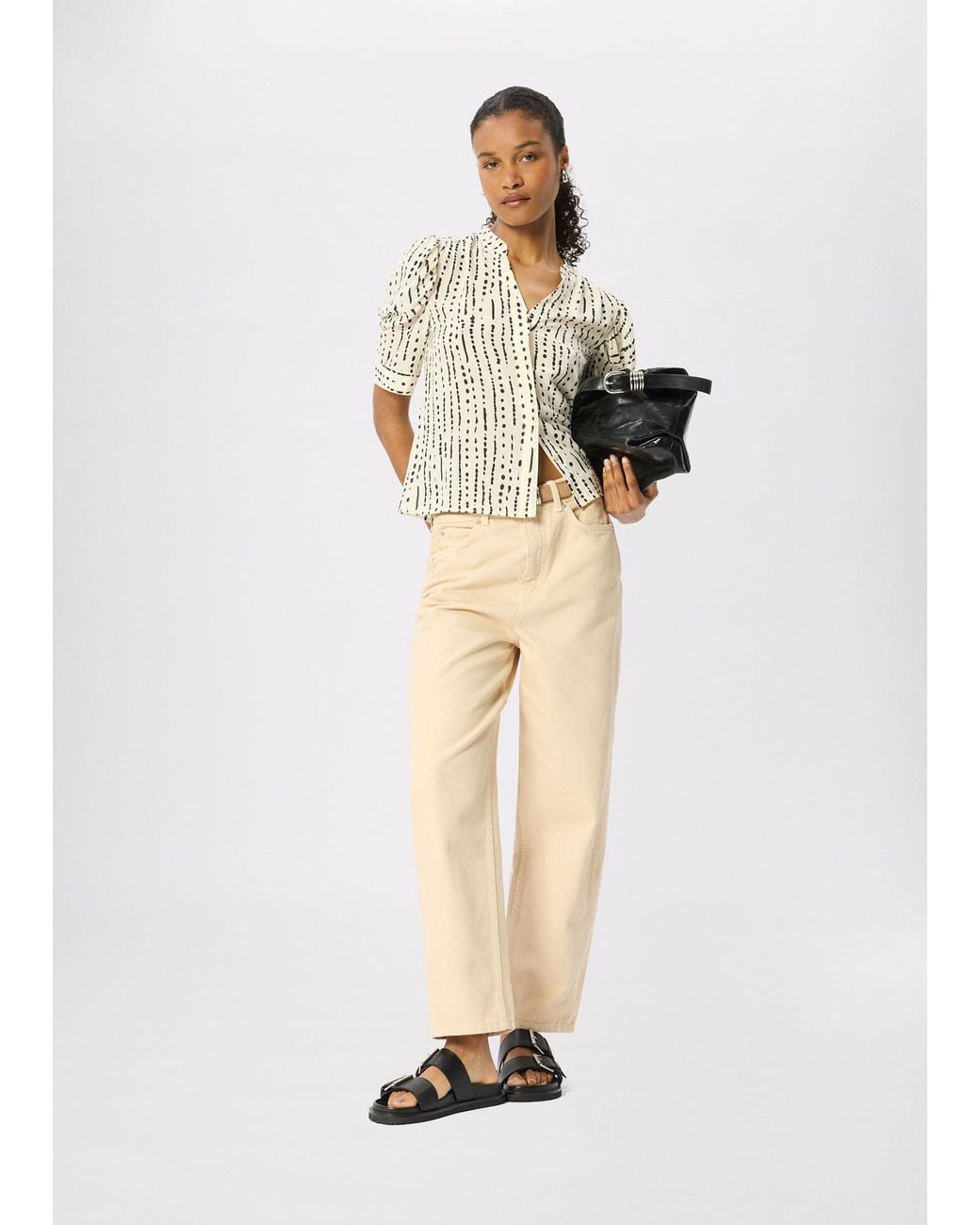 Whistles Multicolor Dashed Spot Gathered Blouse