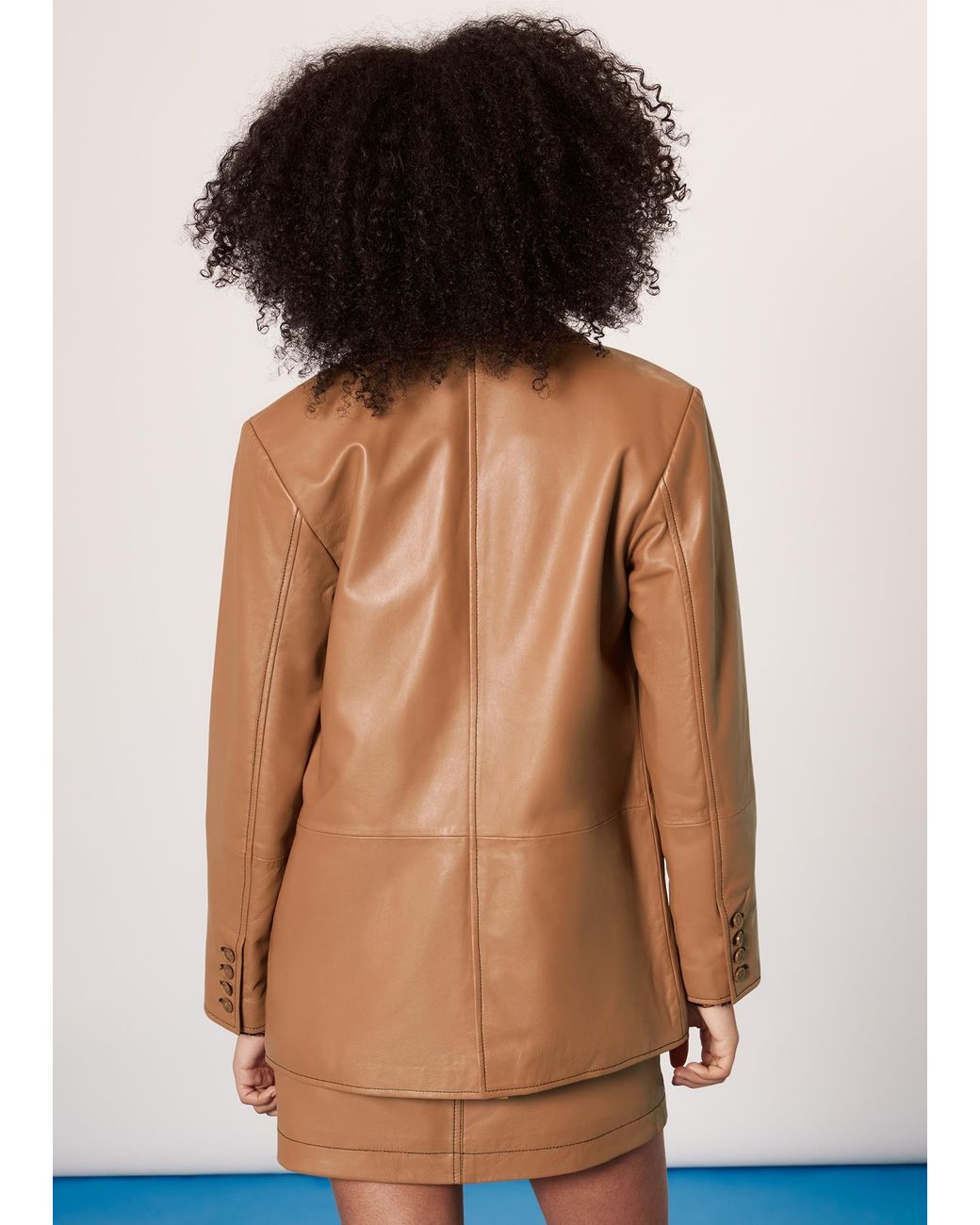 Whistles Blue Stevie Leather Blazer