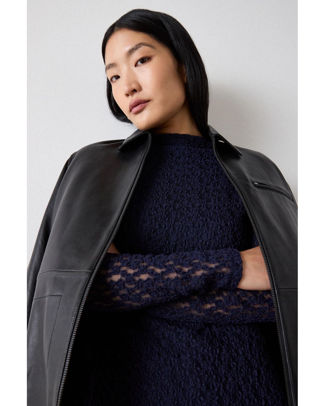 Whistles Blue Textured Drop Waist Midi Dress