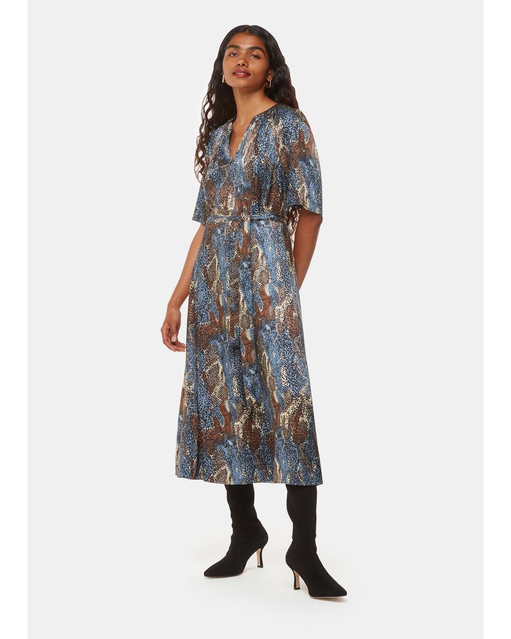 Whistles Multicolor Petite Marlow Dashed Snake Dress