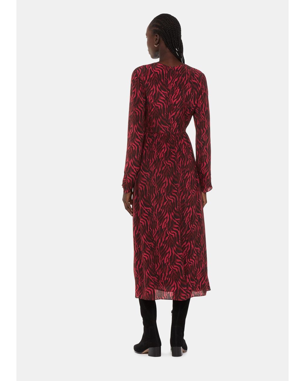 Whistles Red Shadow Tiger Heather Dress