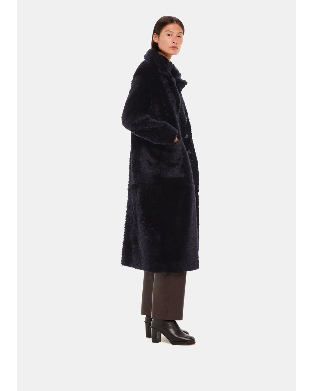 Whistles Black Camille Shearling Coat
