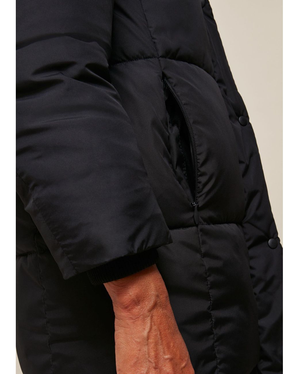 whistles longline padded shell puffer jacket