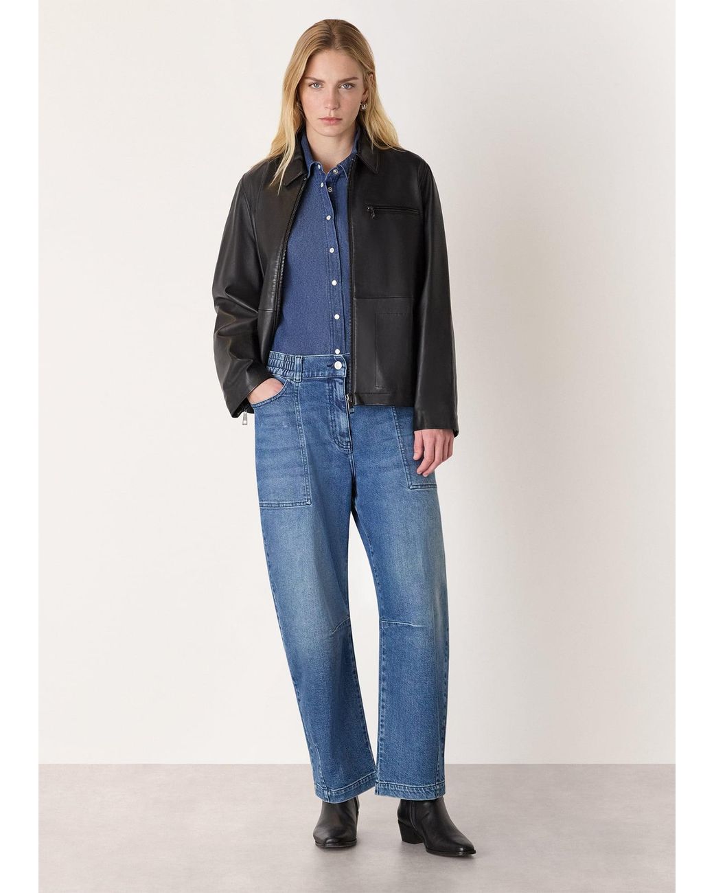 Whistles Blue Pocket Detail Cotton Shirt
