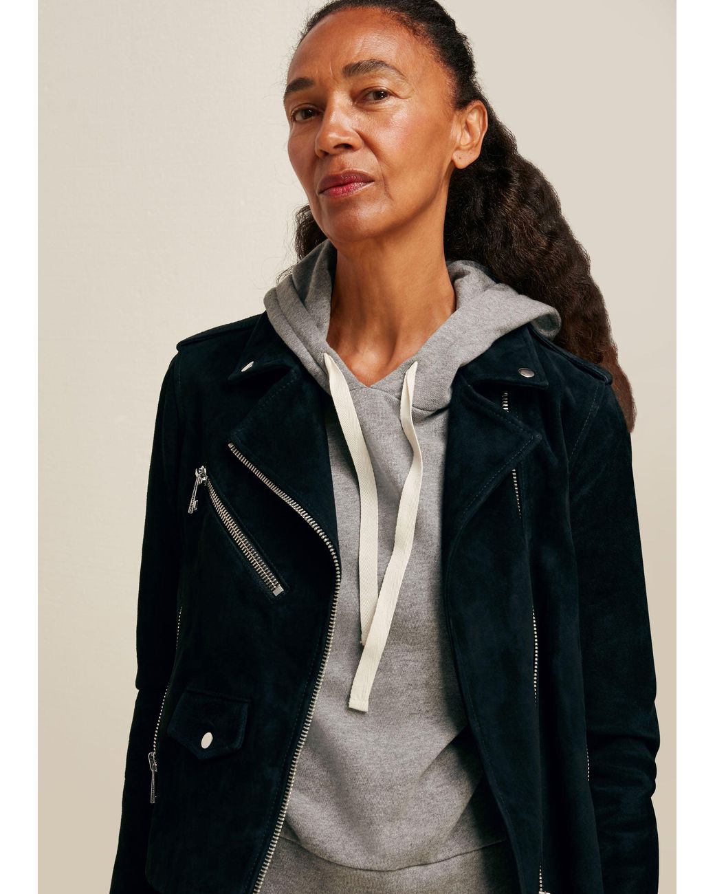 Whistles Black Suede Agnes Leather Jacket
