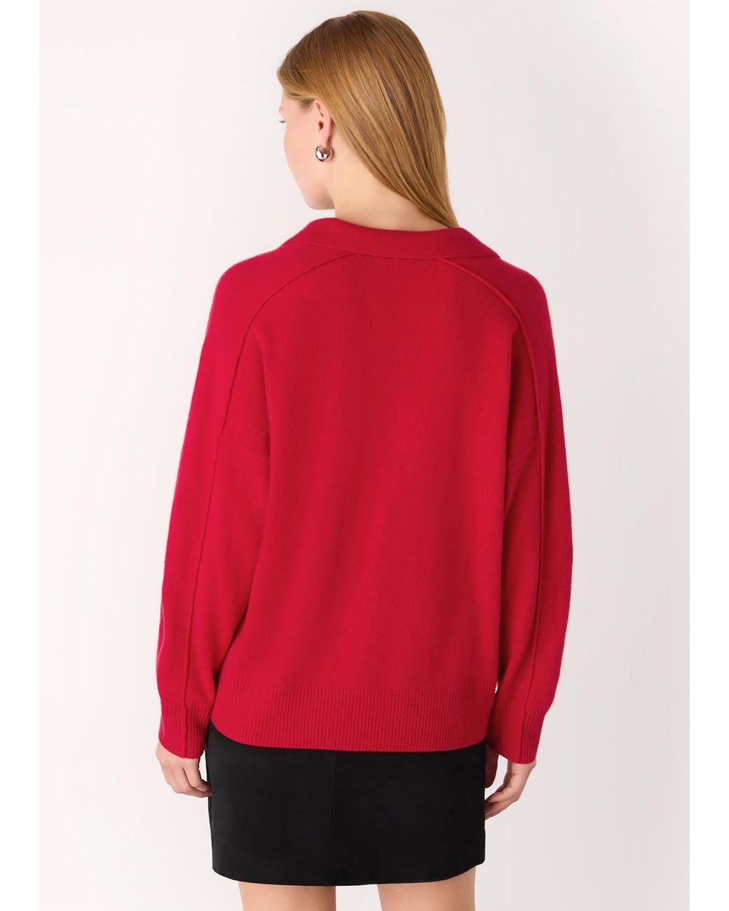 Whistles Red Wool Collar Neck Knit