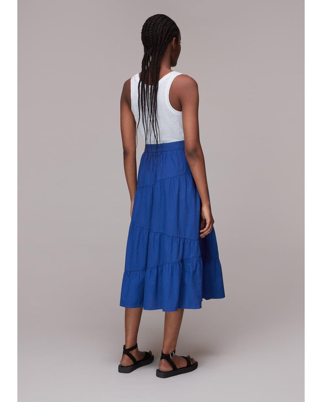 Whistles Blue Maria Full Tiered Skirt